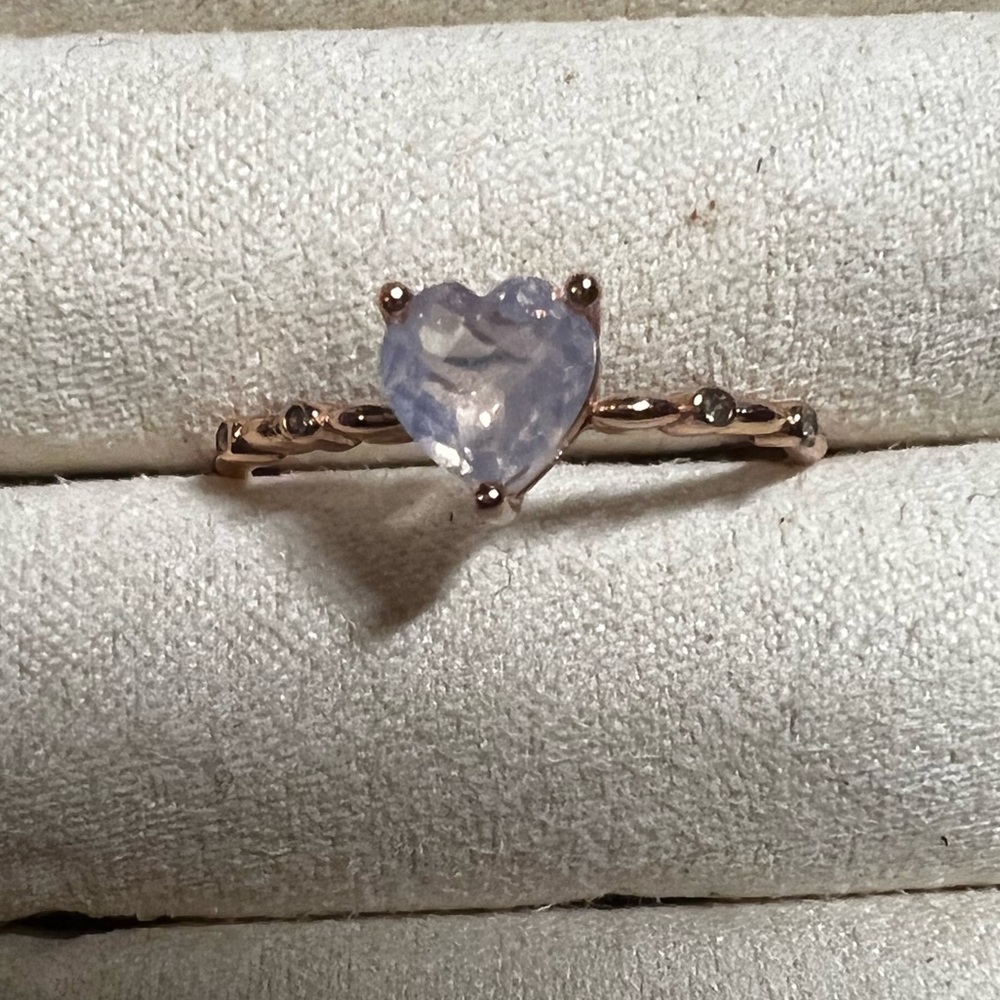 Lavandar moon quartz heart ring